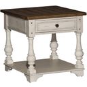 The appearance of Morgan Creek Antique White Accent End Table designed by Liberty in the traditional interior design. This brown piece of furniture  was selected by 1StopBedrooms from Morgan Creek Collection to add a touch of cosiness and style into your home. Sku: 498-OT1020. Material: Wood.