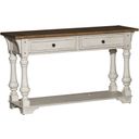 The appearance of Morgan Creek Antique White Sofa Table designed by Liberty in the traditional interior design. This brown piece of furniture  was selected by 1StopBedrooms from Morgan Creek Collection to add a touch of cosiness and style into your home. Sku: 498-OT1030. Material: Wood.