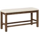 The appearance of Moriville Counter Height Upholstered Dining Bench designed by Signature Design by Ashley in the transitional interior design. This beige piece of furniture was selected by 1StopBedrooms from Moriville Collection to add a touch of cosiness and style into your home. Sku: D631-09. Material: Fabric.