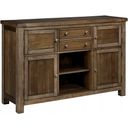 The appearance of Moriville Server designed by Signature Design by Ashley in the transitional interior design. This grayish brown piece of furniture was selected by 1StopBedrooms from Moriville Collection to add a touch of cosiness and style into your home. Sku: D631-60. Material: Wood.