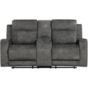 The appearance of Muncie Double Reclining Loveseat with Center Console In Brown and Gray designed by Homelegance in the modern / contemporary interior design. This brown and gray piece of furniture was selected by 1StopBedrooms from Muncie Collection to add a touch of cosiness and style into your home. Sku: 9635DG-2. Material: Microfiber.