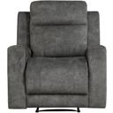 The appearance of Muncie Reclining Chair In Brown and Gray designed by Homelegance in the modern / contemporary interior design. This brown and gray piece of furniture was selected by 1StopBedrooms from Muncie Collection to add a touch of cosiness and style into your home. Sku: 9635DG-1. Material: Microfiber.