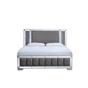 Murry LED Upholstered Panel Queen Bed in Silver