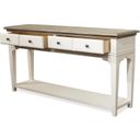 The appearance of Myra Sofa Table In White and Natural designed by Riverside Furniture in the country / farmhouse interior design. This white and natural piece of furniture was selected by 1StopBedrooms from Myra Collection to add a touch of cosiness and style into your home. Sku: 59514. Material: Wood.