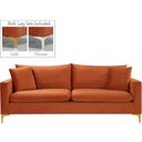 The appearance of Naomi Velvet Sofa In Cognac designed by Meridian in the modern / contemporary interior design. This cognac piece of furniture  was selected by 1StopBedrooms from Naomi Collection to add a touch of cosiness and style into your home. Sku: 633Cognac-S. Material: Velvet.