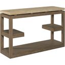 The appearance of Nash Sofa Table Console In Warm Coffee designed by Hammary in the modern / contemporary interior design. This warm coffee piece of furniture  was selected by 1StopBedrooms from Nash Collection to add a touch of cosiness and style into your home. Sku: 208-925. Material: Wood.