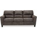 The appearance of Navi Queen Sofa Sleeper In Smoke designed by Signature Design by Ashley in the transitional interior design. This smoke piece of furniture was selected by 1StopBedrooms from Navi Collection to add a touch of cosiness and style into your home. Sku: 9400239. Material: Faux Leather.