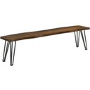 The appearance of Neve Live-edge Dining Bench with Hairpin Legs Sheesham Grey and Gunmetal designed by Coaster in the country / farmhouse interior design. This grey piece of furniture  was selected by 1StopBedrooms from Neve Collection to add a touch of cosiness and style into your home. Sku: 193863B1;193863B2. Material: Wood.