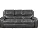 The appearance of Newnan Double Reclining Sofa with Center Drop-Down Cup Holders and USB Ports In Gray designed by Homelegance in the traditional interior design. This gray piece of furniture  was selected by 1StopBedrooms from Newnan Collection to add a touch of cosiness and style into your home. Sku: 8549GRY-3. Material: Faux Leather.