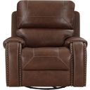 The appearance of Newnan Swivel Glider Reclining Chair In Brown designed by Homelegance in the traditional interior design. This brown piece of furniture was selected by 1StopBedrooms from Newnan Collection to add a touch of cosiness and style into your home. Sku: 8549BRW-1. Material: Faux Leather.