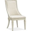 Newport Dining Arm Chair with Upholstered Seat and Back Set of 2 In Alabaster