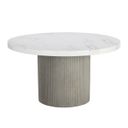 Nicolette 55 Inch Marble Look Dining Table In Light Grey