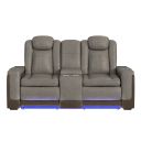 Niven Power Motion Loveseat with Power Headrest and LED In Grey and Brown