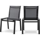 The appearance of Nizuc Water Resistant Fabric Outdoor Patio Aluminum Mesh Dining Chair Set of 2 In Black/Grey designed by Meridian in the modern / contemporary interior design. This black piece of furniture was selected by 1StopBedrooms from Nizuc Collection to add a touch of cosiness and style into your home. Sku: 369Black-C. Material: Aluminum.