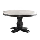 Nolan White Marble and Salvage Dark Oak Pedestal Dining Table