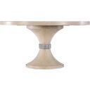 The appearance of Nouveau Chic Round Pedestal Dining Table In Light Wood designed by Hooker in the transitional interior design. This light wood piece of furniture was selected by 1StopBedrooms from Nouveau Chic Collection to add a touch of cosiness and style into your home. Sku: 6500-75203B-80;6500-75203T-80. Table Top Shape: Round. Size: 60". Material: Oak Veneer.