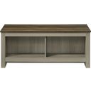 The appearance of Nyla 43 Inch Coffee Table with Open Shelves Front and Back In Gray Oak designed by Lilola Home in the modern / contemporary interior design. This gray oak piece of furniture  was selected by 1StopBedrooms from Nyla Collection to add a touch of cosiness and style into your home. Sku: 97018. Material: Wood.