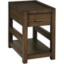 The appearance of Nyles Rectangular Drawer Chairside Table In Cocoa designed by Hammary in the modern / contemporary interior design. This cocoa piece of furniture  was selected by 1StopBedrooms from Nyles Collection to add a touch of cosiness and style into your home. Sku: 209-916. Material: Wood.