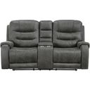 The appearance of Oberon Double Reclining Loveseat with Center Console In Gray designed by Homelegance in the modern / contemporary interior design. This gray piece of furniture was selected by 1StopBedrooms from Oberon Collection to add a touch of cosiness and style into your home. Sku: 9634DGY-2. Material: Microfiber.
