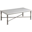 The appearance of Ocean Breeze Flagler Rectangular Marble Top Cocktail Table In Sand designed by Tommy Bahama in the transitional interior design. This sand piece of furniture  was selected by 1StopBedrooms from Ocean Breeze Collection to add a touch of cosiness and style into your home. Sku: 570-943. Material: Wood.