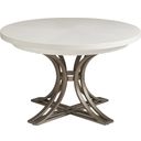 The appearance of Ocean Breeze Marsh Creek Round Dining Table In Sand designed by Tommy Bahama in the transitional interior design. This sand piece of furniture  was selected by 1StopBedrooms from Ocean Breeze Collection to add a touch of cosiness and style into your home. Sku: 570-872C. Table Top Shape: Round. Material: Wood. Size: 48".