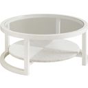 The appearance of Ocean Breeze Pompano Round Cocktail Table In Sand designed by Tommy Bahama in the transitional interior design. This sand piece of furniture  was selected by 1StopBedrooms from Ocean Breeze Collection to add a touch of cosiness and style into your home. Sku: 570-947. Material: Wood.