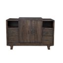The appearance of Olejo Server In Chocolate designed by Alpine in the transitional interior design. This chocolate piece of furniture was selected by 1StopBedrooms from Olejo Collection to add a touch of cosiness and style into your home. Sku: 3315-06. Material: Solid Pine.