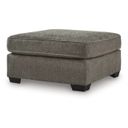 The appearance of Olten Oversized Accent Ottoman In Graphite designed by Signature Design by Ashley in the modern / contemporary interior design. This graphite piece of furniture  was selected by 1StopBedrooms from Olten Collection to add a touch of cosiness and style into your home. Sku: 3130508. Material: Polyester.