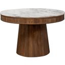 The appearance of Ortega Round Marble Top Solid Base Dining Table White and Natural designed by Coaster in the transitional interior design. This natural piece of furniture  was selected by 1StopBedrooms from Ortega Collection to add a touch of cosiness and style into your home. Sku: 105141B1;105141B2. Table Top Shape: Round. Material: Wood. Size: 46" x 46".