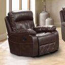 The appearance of Osias Glider Recliner In Brown designed by Furniture of America in the transitional interior design. This brown piece of furniture was selected by 1StopBedrooms from Osias Collection to add a touch of cosiness and style into your home. Sku: NX6004BR-CH. Material: Leather.