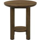 The appearance of Ottowa 22-Inch Round Wood Side End Table with Shelf In Brown designed by Coaster in the transitional interior design. This brown piece of furniture was selected by 1StopBedrooms from Ottowa Collection to add a touch of cosiness and style into your home. Sku: 706307. Material: Rubberwood.