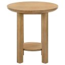 Ottowa Round Wood Side End Table with Shelf In Washed Oak