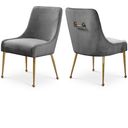The appearance of Owen Velvet Dining Chair Set of 2 In Grey designed by Meridian in the modern / contemporary interior design. This grey piece of furniture was selected by 1StopBedrooms from Owen Collection to add a touch of cosiness and style into your home. Sku: 744Grey. Material: Velvet.
