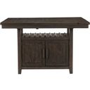 The appearance of Oxton Counter Height Table with Storage Base In Brown Cherry designed by Homelegance in the transitional interior design. This brown cherry piece of furniture was selected by 1StopBedrooms from Oxton Collection to add a touch of cosiness and style into your home. Sku: 5655-36;5655-36B. Material: Wood. Table Top Shape: Rectangular. Size: 56" x 48".
