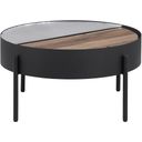 The appearance of Ozella Round Coffee Table with Hidden Storage In Sandy Black designed by Coaster in the rustic / southwestern interior design. This sandy black piece of furniture  was selected by 1StopBedrooms from Ozella Collection to add a touch of cosiness and style into your home. Sku: 707898. Material: MDF.