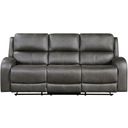 The appearance of Pagosa Double Reclining Sofa In Gray designed by Homelegance in the modern / contemporary interior design. This gray piece of furniture was selected by 1StopBedrooms from Pagosa Collection to add a touch of cosiness and style into your home. Sku: 9601GY-3. Material: Microfiber.