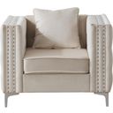 The appearance of Paige Ivory Chair designed by Glory in the modern / contemporary interior design. This ivory piece of furniture was selected by 1StopBedrooms from Paige Collection to add a touch of cosiness and style into your home. Sku: G827A-C-CHAIR BACK, CUSHION, SEAT FRAME, LEG, HARDWARE AND FRONT RAILS;G827A-C-Chair arms. Material: Wood.