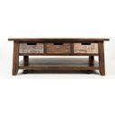 The appearance of Painted Canyon 50 Inch Coffee Table with Pull Through Drawers and Caster Wheels In Distressed Brown designed by Jofran in the transitional interior design. This distressed brown piece of furniture  was selected by 1StopBedrooms from Painted Canyon Collection to add a touch of cosiness and style into your home. Sku: 1600-1. Material: Acacia.