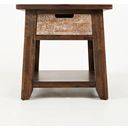 The appearance of Painted Canyon End Table In Distressed Brown designed by Jofran in the transitional interior design. This distressed brown piece of furniture  was selected by 1StopBedrooms from Painted Canyon Collection to add a touch of cosiness and style into your home. Sku: 1600-3. Material: Acacia.