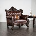 The appearance of Palencia Chair In Dark Cherry and Brown designed by Furniture of America in the traditional interior design. This dark cherry and brown piece of furniture was selected by 1StopBedrooms from Palencia Collection to add a touch of cosiness and style into your home. Sku: FM65005BR-CH. Material: Leather.