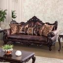 The appearance of Palencia Sofa In Dark Cherry and Brown designed by Furniture of America in the traditional interior design. This dark cherry and brown piece of furniture was selected by 1StopBedrooms from Palencia Collection to add a touch of cosiness and style into your home. Sku: FM65005BR-SF. Material: Leather.