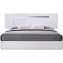 The appearance of Palermo White Lacquer Queen Platform Bed designed by J&M in the modern / contemporary interior design. This white piece of furniture  was selected by 1StopBedrooms from Palermo Collection to add a touch of cosiness and style into your home. Sku: 17853-Q. Bed Type: Platform Bed. Material: Wood. Bed Size: Queen.