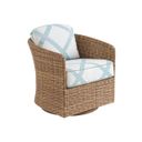The appearance of Palm Desert Poolside Swivel Occassional Chair In Dark Brown designed by Tommy Bahama in the transitional interior design. This dark brown piece of furniture was selected by 1StopBedrooms from Palm Desert Poolside Collection to add a touch of cosiness and style into your home. Sku: 3340-09SW-60. Material: Aluminium.