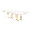 The appearance of Palm Gate Rectangular Dining Table In Cloud White designed by Michael Amini in the modern / contemporary interior design. This cloud white piece of furniture was selected by 1StopBedrooms from Palm Gate Collection to add a touch of cosiness and style into your home. Sku: N9086000T-108;N9086000B-806. Material: Wood. Table Top Shape: Rectangular. Size: 44" x 72".