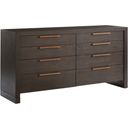 The appearance of Park City Skylark Double Dresser In Canyon designed by Barclay Butera in the transitional interior design. This canyon piece of furniture  was selected by 1StopBedrooms from Park City Collection to add a touch of cosiness and style into your home. Sku: 930-222. Material: Wood.