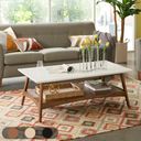 The appearance of Parker Coffee Table In Off-White and Pecan designed by Olliix in the transitional interior design. This off-white/pecan piece of furniture was selected by 1StopBedrooms from Parker Collection to add a touch of cosiness and style into your home. Sku: MP120-0094. Material: Wood.