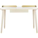 The appearance of Parker White Washed and Gold 1 Drawer Desk designed by Safavieh in the modern / contemporary interior design. This gold and white piece of furniture was selected by 1StopBedrooms from Parker Collection to add a touch of cosiness and style into your home. Sku: DSK6400B. Material: Metal.