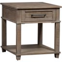 The appearance of Parkland Falls Rectangular End Table designed by Liberty in the transitional interior design. This weathered taupe piece of furniture  was selected by 1StopBedrooms from Parkland Falls Collection to add a touch of cosiness and style into your home. Sku: 172-OT1020. Material: Pine.