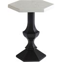 The appearance of Pavlova Accent Table In Graphite designed by Tommy Bahama in the modern / contemporary interior design. This graphite piece of furniture  was selected by 1StopBedrooms from Pavlova Collection to add a touch of cosiness and style into your home. Sku: 3910-952. Material: Aluminum. Table Top Shape: Hexagonal.