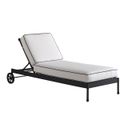 The appearance of Pavlova Chaise Lounge In Graphite designed by Tommy Bahama in the transitional interior design. This graphite piece of furniture  was selected by 1StopBedrooms from Pavlova Collection to add a touch of cosiness and style into your home. Sku: 3911-75-01. Material: Aluminum.